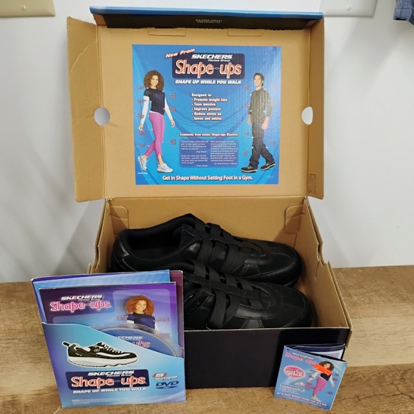 Skechers Shape Ups Fitness‎ Shoes Women's US 8 Black Leather Sneaker Walking - Picture 2 of 16